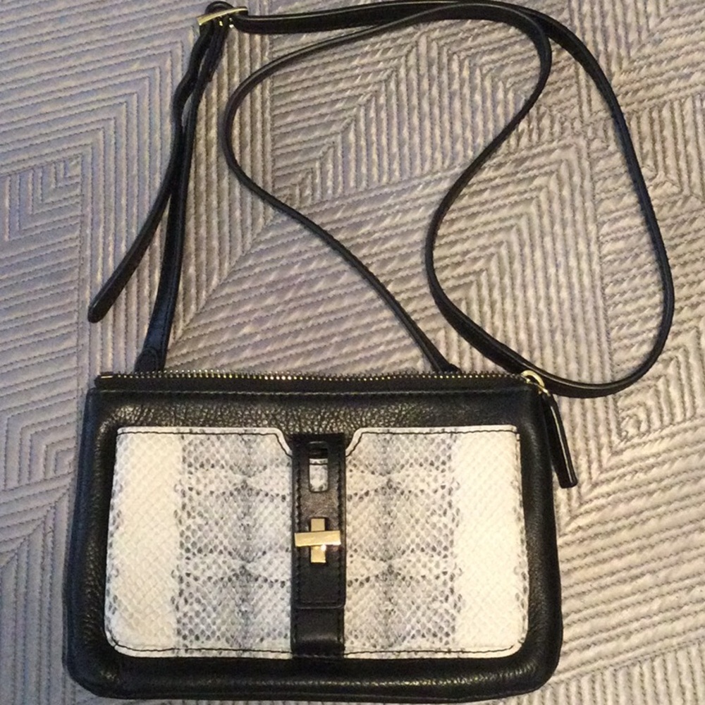 Vince Camuto black and white leather crossbody bag for women